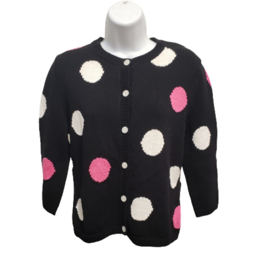 Pendleton Polka Dots Cotton Button Down Sweater - image 1